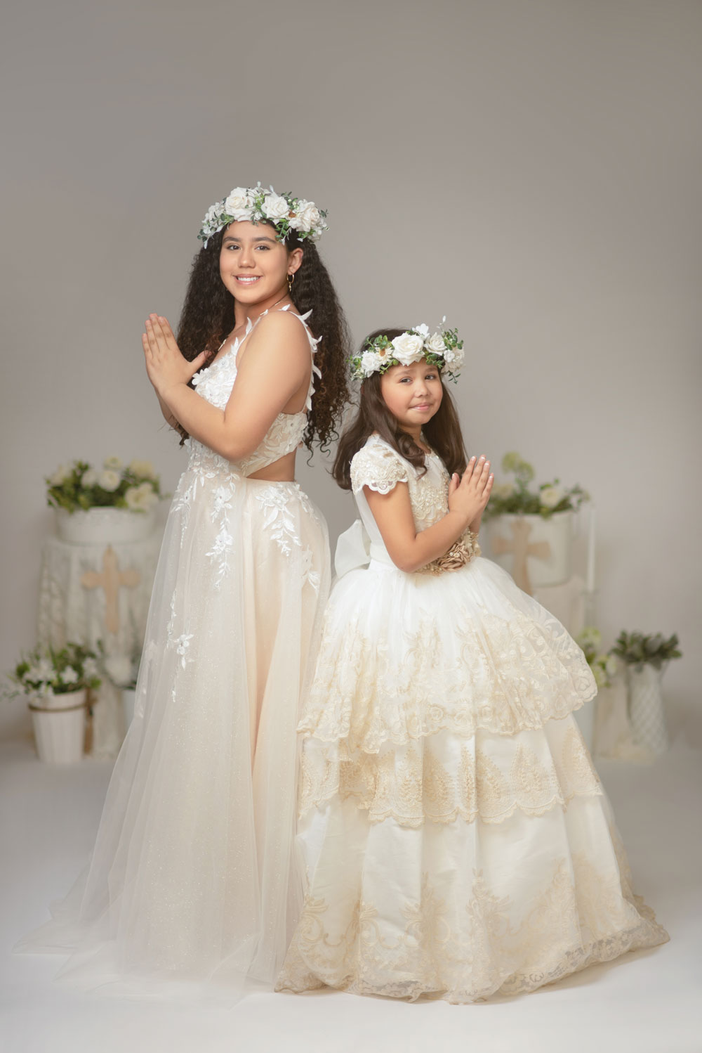 First Communion photoshoot ideas Baptism kids photos pictures Photographer Sacramento Roseville Rocklin Elk Grove Eldorado Hills Folsom Yuba city Siblings girls baptism 